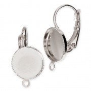 Monachelle con anellino per cabochon retro piatto 10 mm rodiato x2|raw }}