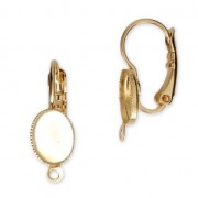 Monachelle con anellino per cabochon retro piatto 8x6  mm Dorato con oro fino x2|raw }}