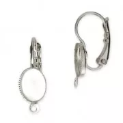 Monachelle con anellino per cabochon retro piatto 8x6  mm rodiato x2