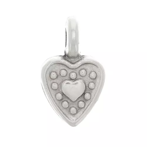 Mini ciondoli cuori 10 mm per la creazione di bijoux Placcatura argento antico x6