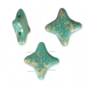 Perline di vetro Star Bead Perles & Co 11x11 mm Green Turquoise Gold Splash x30