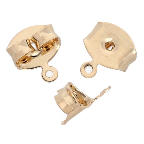 Farfalline 7mm Anello decorativo per Orecchini perno - Dorato con oro fino x2
