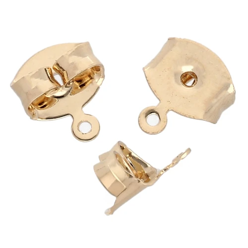 Farfalline 7mm Anello decorativo per Orecchini perno - Dorato con oro fino x2