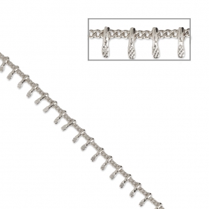 Catena fantasia maglia gourmette e barra 7.5 mm Rodiato x50cm