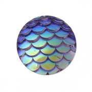 Cabochon rotondo in resina  12 mm Effetto squama di sirena/dragone Green AB x1|raw }}