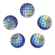 Cabochon rotondo in resina 12 mm Effetto squama di sirena/dragone Green AB x1