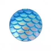 Cabochon rotondo in resina 12 mm Effetto squama di sirena/dragone Aqua AB x1
