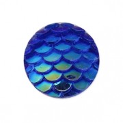 Cabochon rotondo in resina 12 mm Effetto squama di sirena/dragone Sapphire AB x1