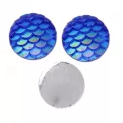 Cabochon rotondo in resina 12 mm Effetto squama di sirena/dragone Sapphire AB x1