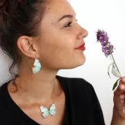 Farfalla senza foro 50x35 mm Blu e verde x1