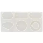 Stampo silicone per realizzare dei pendenti in resina 70 mm 6 forme geometriche