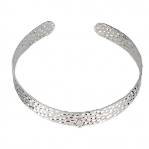 Base per bracciale martellata con anellino in argento 925 10 mm x1