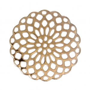 Pendenti rosone 25 mm per creazioni di bijoux Dorato con oro fino x4