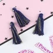 Pompon cotone 32 mm Blu Marino / Dorato x1