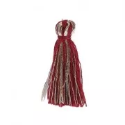 Pompon cotone 32 mm Bordeaux / Dorato x1