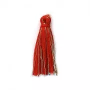 Pompon cotone 32 mm Rosso / Dorato x1