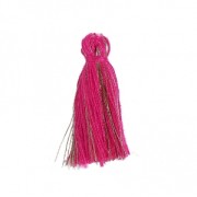 Pompon cotone 32 mm Fuchsia / Dorato x1