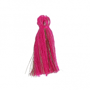 Pompon cotone 32 mm Fuchsia / Dorato x1