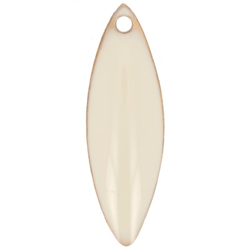 Sequins navette en métal et résine époxy 16x5 mm Crema x6