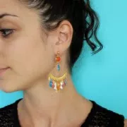 Sequins navette en métal et résine époxy 16x5 mm Senape x6