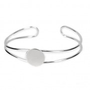 Bracciale per cabochon retro piatto 15 mm Placcatura argento fino x1|raw }}