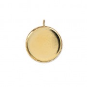 Castone pendente per cabochon retro piatto 18 mm dorato con oro fino x1