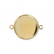 Distanziatore/connettore per cabochon retro piatto 20 mm dorato con oro fino x1