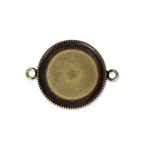 Distanziatore/connettore per cabochon retro piatto 20 mm bronzo x1