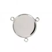 Intercalaire serti 3 anneaux pour cabochon fond plat 20 mm Placcatura argento fino x1
