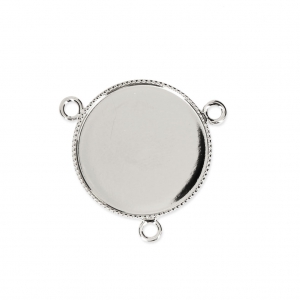 Intercalaire serti 3 anneaux pour cabochon fond plat 20 mm Placcatura argento fino x1