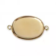 Connettore per cabochon ovale retro piatto 25X18 mm dorato con fino x1