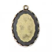 Castone pendente per cabochon ovale retro piatto 25x18 mm bronzo x1