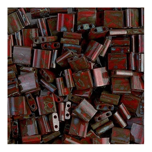 Miyuki Tila Beads 5x5x1.9 mm TL-4518- Opaque Red Picasso x10g