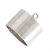 Terminali cilindrici per cordoncini da 10 mm Placcatura argento fino x4