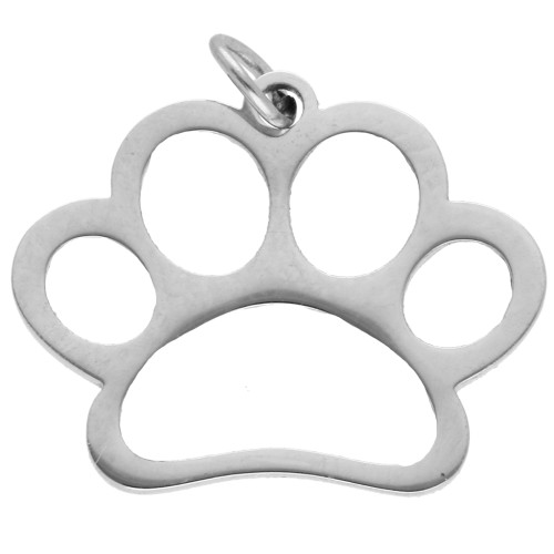 Ciondolo a zampa di cane 16x12,8 mm - Acciaio inox 304 x1