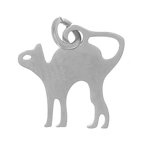Ciondolo gatto 11.5x12mm Acciaio inox 316L x1