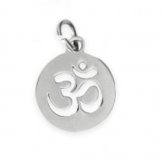 Ciondolo rotondo segno Ohm 12 mm Acciaio inox x1