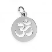 Ciondolo rotondo segno Ohm 12 mm Acciaio inox x1