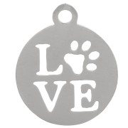 Ciondolo rotondo traforato LOVE 12 mm Acciaio inox x1|raw }}