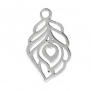 Ciondolo a forma di piuma 21x12 mm - Acciaio inossidabile 316L x1