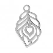 Ciondolo a forma di piuma 21x12 mm - Acciaio inossidabile 316L x1