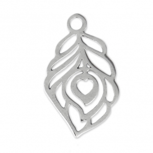 Ciondolo a forma di piuma 21x12 mm - Acciaio inossidabile 316L x1
