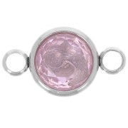 Distanziatore/connettore rotondo cabochon sfaccettato 10mm Acciaio inox/Light Rose