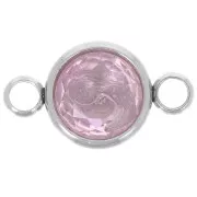 Distanziatore/connettore rotondo cabochon sfaccettato 10mm Acciaio inox/Light Rose