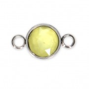 Distanziatore/connettore rotondo cabochon sfaccettato 17x9.5 mm Acciaio inox/Jaune x1