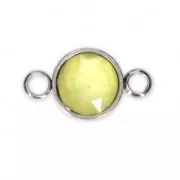Distanziatore/connettore rotondo cabochon sfaccettato 17x9.5 mm Acciaio inox/Jaune x1