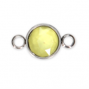 Distanziatore/connettore rotondo cabochon sfaccettato 17x9.5 mm Acciaio inox/Jaune x1