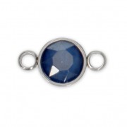 Distanziatore/connettore rotondo cabochon sfaccettato 17x9.5 mm Acciaio inox/Royal Blue x1|raw }}