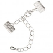 Chiusura moschettone con terminali dentellati 10 mm Placcatura argento fino x1