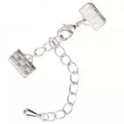 Chiusura moschettone con terminali dentellati 10 mm Placcatura argento fino x1